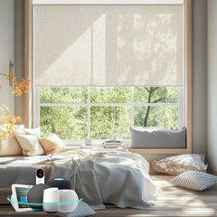 Motorized Light Filtering Roller Shades 70% Blackout Linen