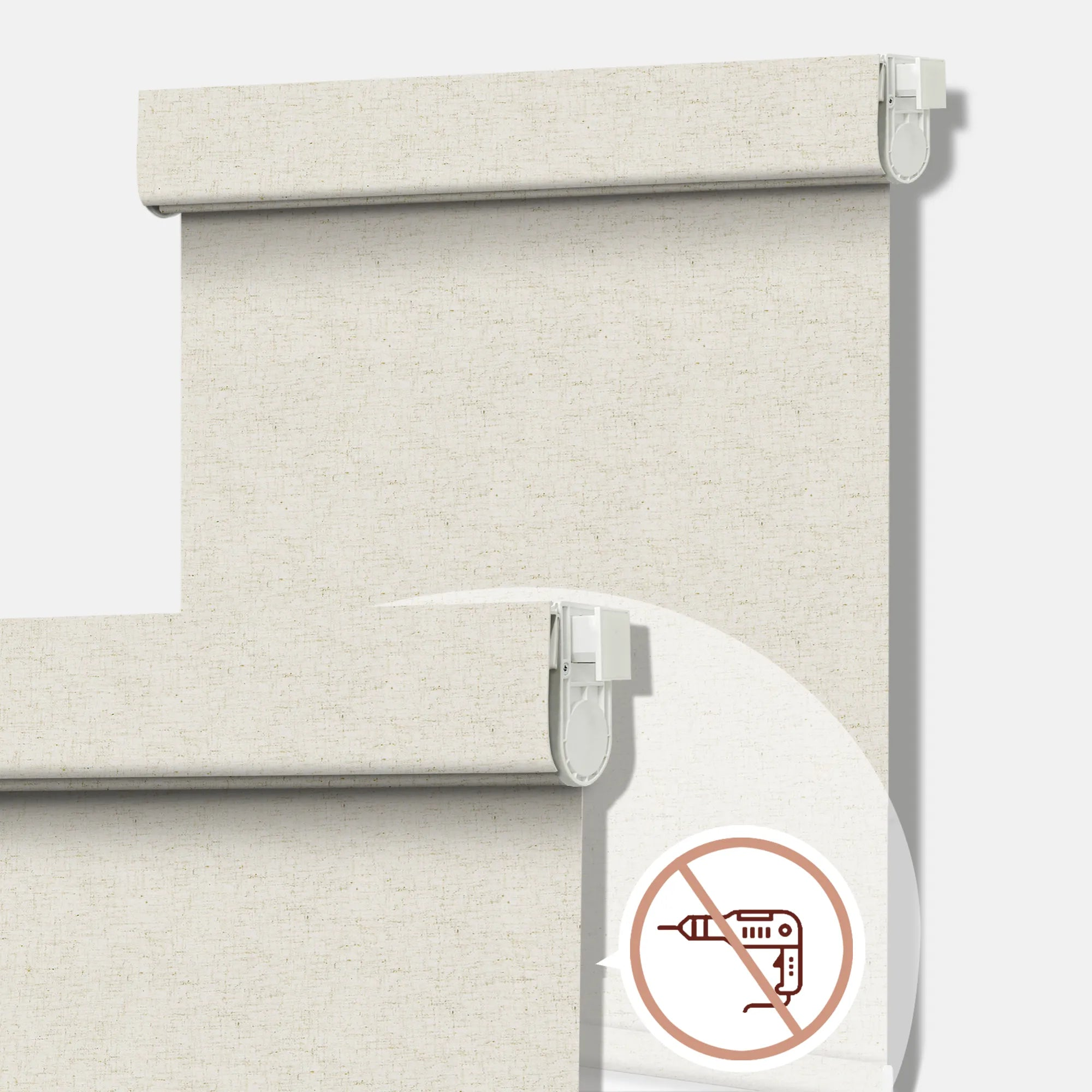No Drill Motorized Roller Shades 100% Blackout Linen