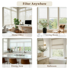 Motorized Light Filtering Roller Shades 50% Blackout Sunscreen