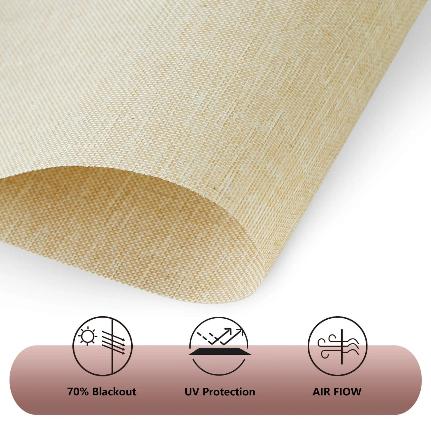 Motorized Light Filtering Roller Shades 70% Blackout Linen